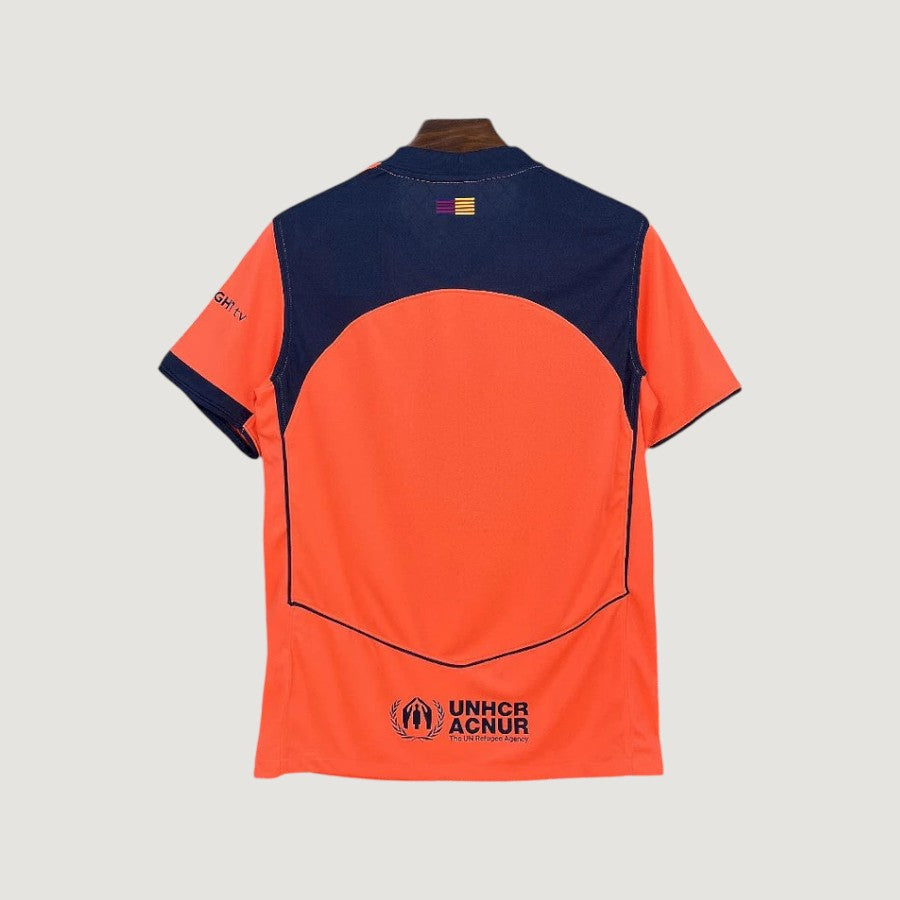 FC BARCELONE – MAILLOT EXTÉRIEUR 25/26 – ORANGE & BLEU MARINE