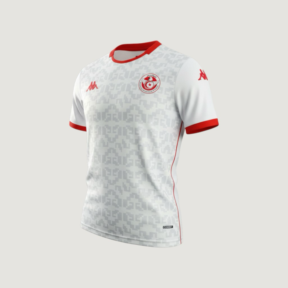 TUNISIE – MAILLOT EXTÉRIEUR COUPE DU MONDE 2026 – BLANC, ROUGE, GRIS