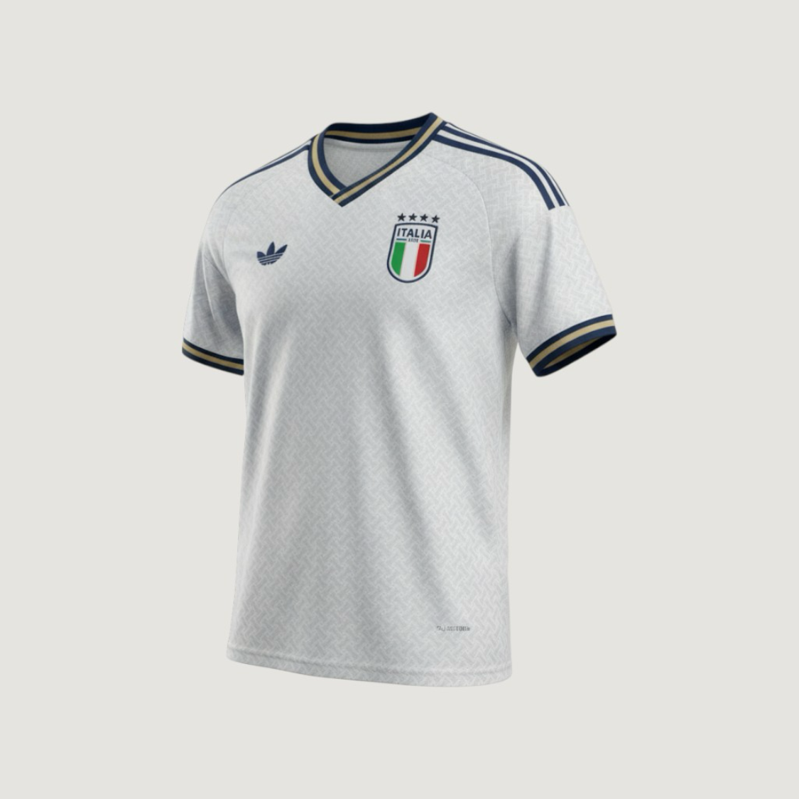 ITALIE – MAILLOT EXTÉRIEUR COUPE DU MONDE 2026 – BLANC, BLEU MARINE, OR