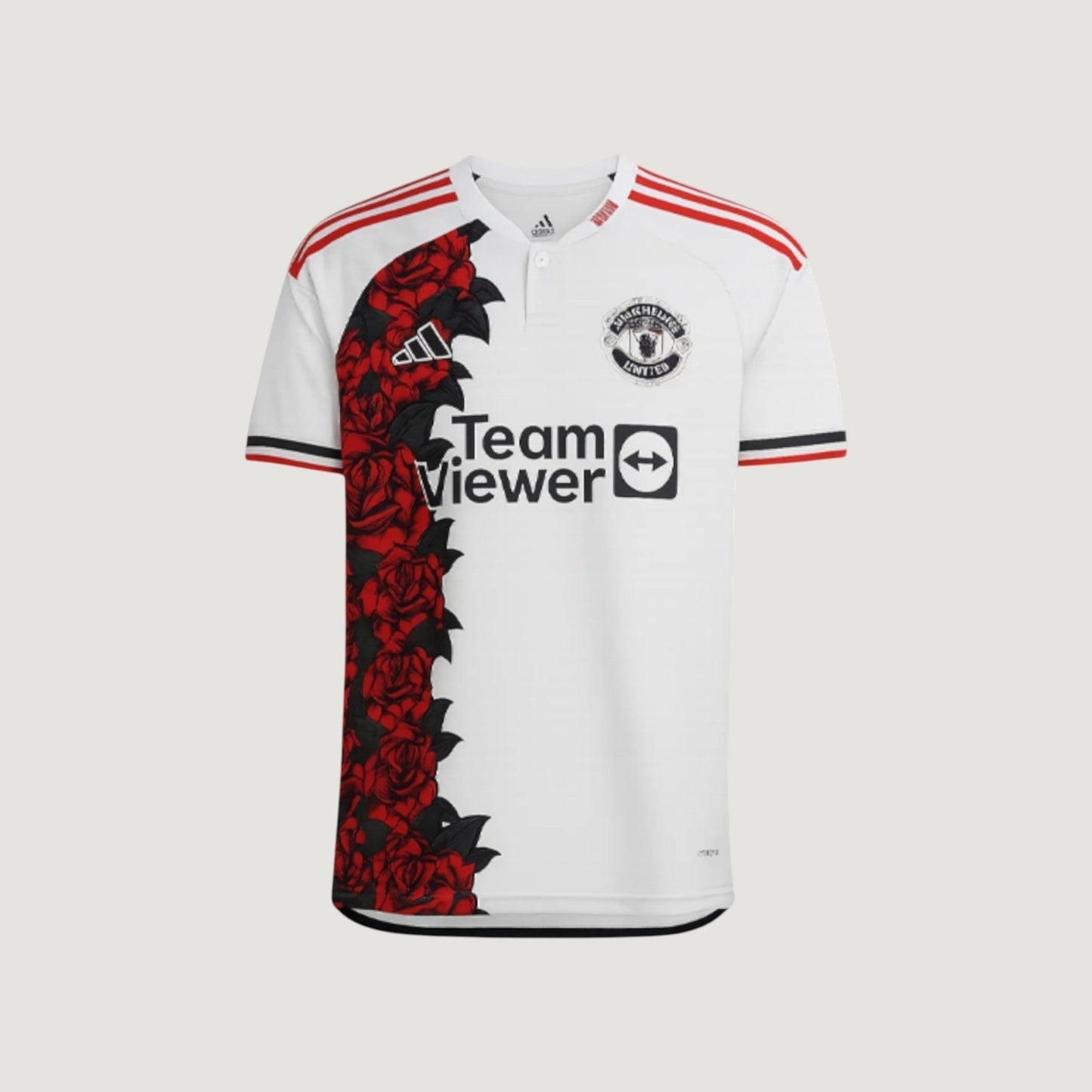MANCHESTER UNITED – MAILLOT EXTÉRIEUR 25/26 – BLANC & ROUGE ROSES